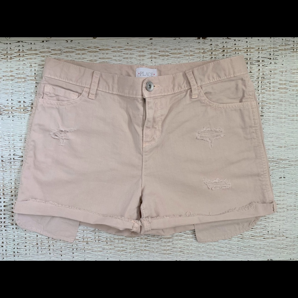🛍 2/$20! Children’s Place Blush Pink Distressed Shorts Girls 14